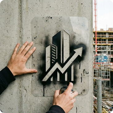 рабочий показывает индивидуальный трафарет Таргис