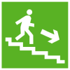 Знак E13 «Направление к эвакуационному выходу по лестнице вниз» ГОСТ 12.4.026