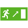 Знак E05 «Направление к эвакуационному выходу направо вверх» ГОСТ 12.4.026